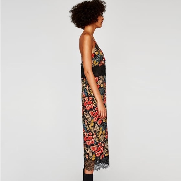 NWT Zara Floral Lace Cropped Flowing Jumpsuit - Picture 7 of 8